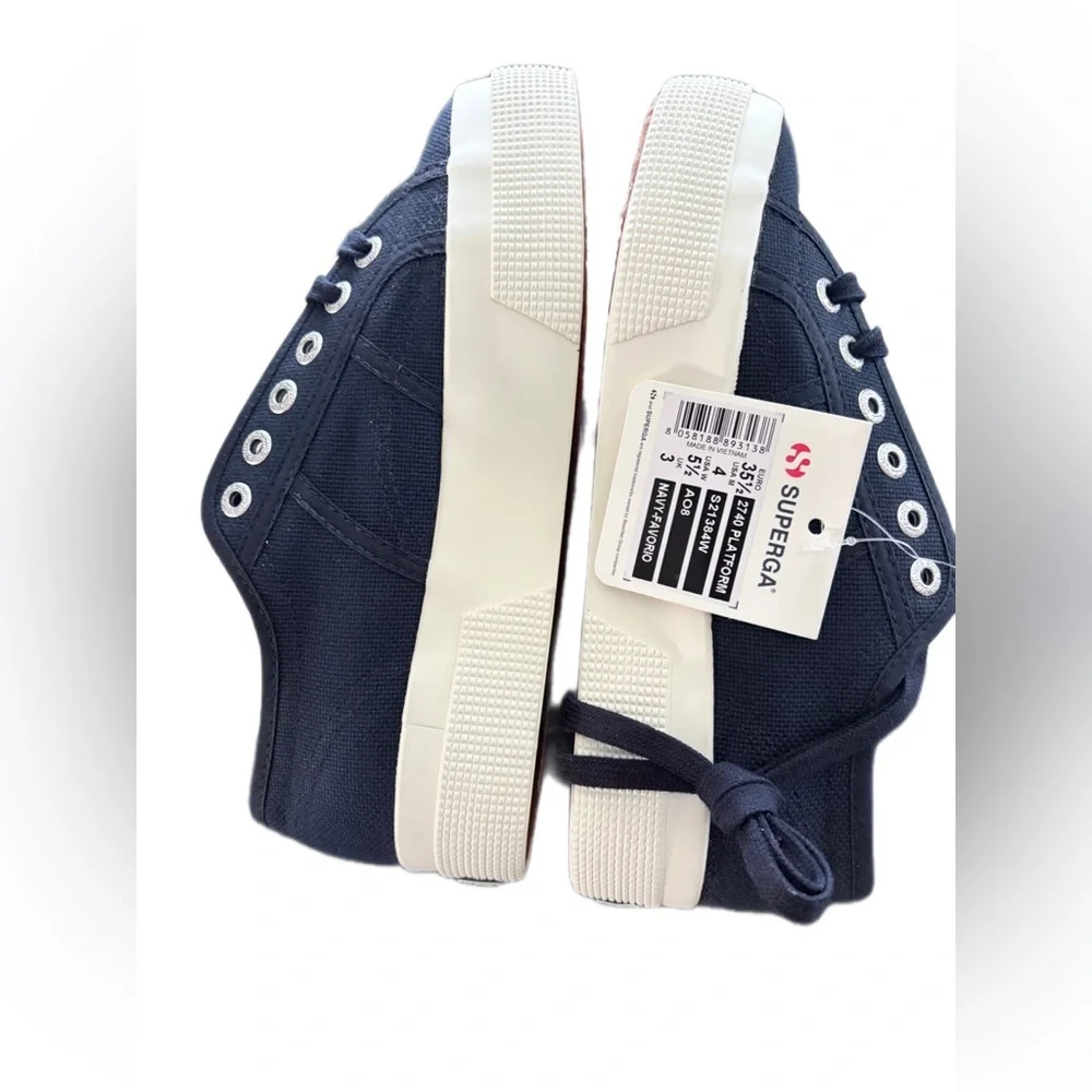 Superga Navy Platform Sneakers - Picture 3 of 7